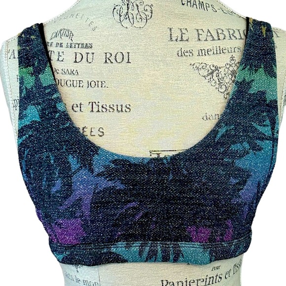 Anthropologie Beach riot palm madness bikini top black rainbow sz XL sparkle - Picture 3 of 9